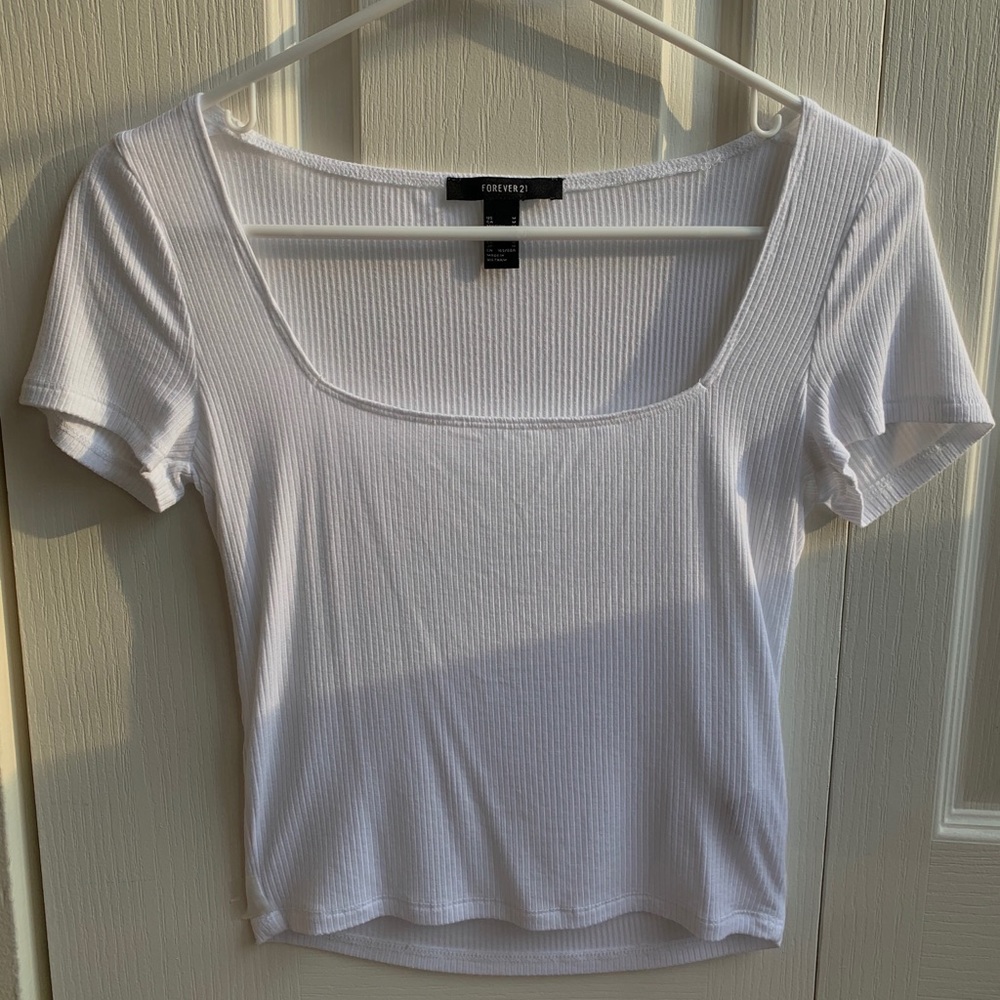 Forever 21 white square neck t-shirt